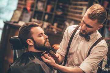 Barber and Client in Barbershop with Barber Insurance in Tampa
